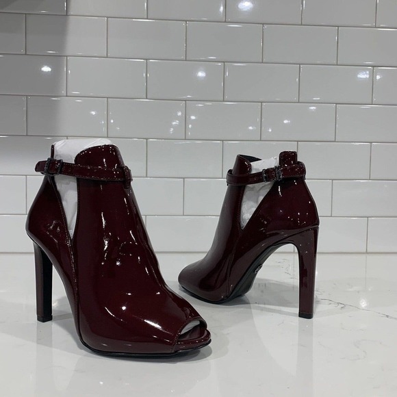 Michael Kors | Leather Bootie Lawson Open Toe Burgundy NEW - Picture 8 of 8